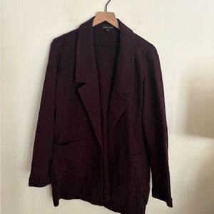 Eileen Fisher Burgundy Casual Textured Cardigan Blazer Jacket Women’s Large EUC